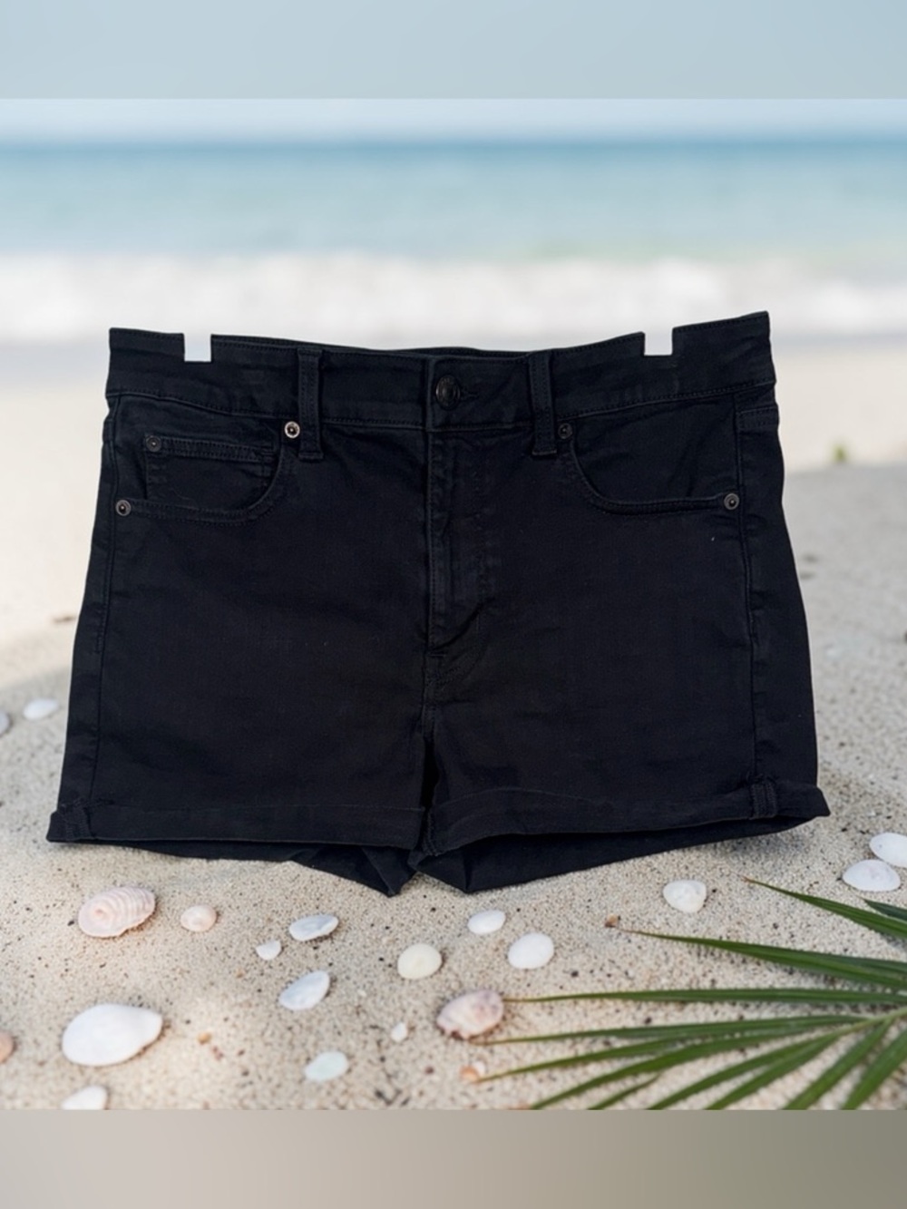 American Eagle black denim shorts